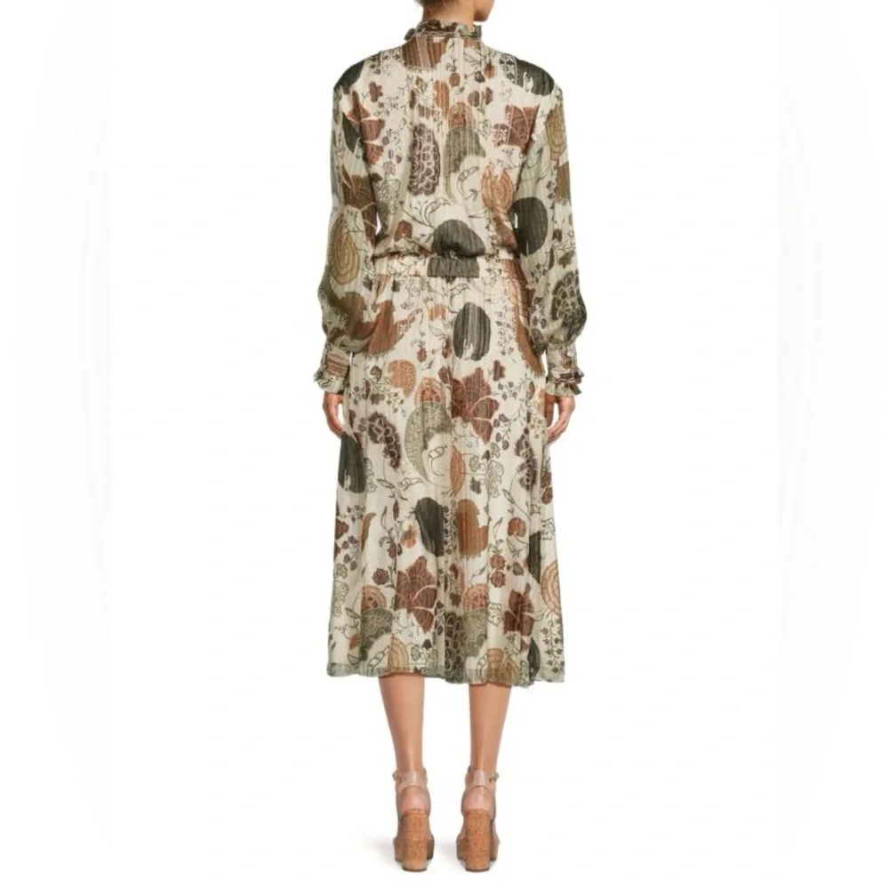 Floral Silk Blend Midi-Dress Lafayette 148 Size XS Fall Autumn Luxury - Picture 2 of 16